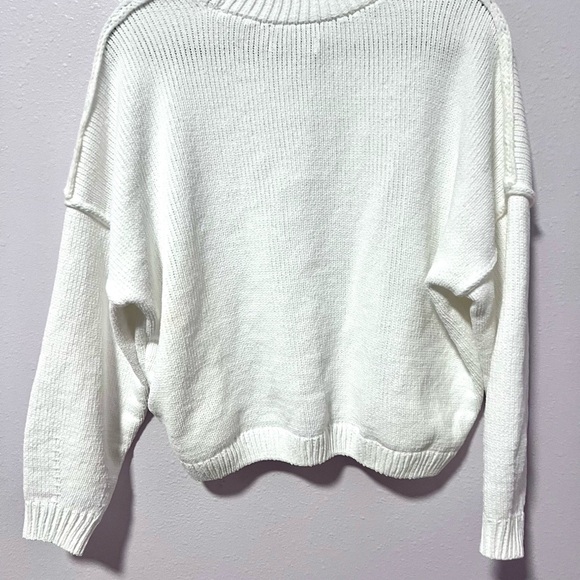 Hollister White Crew Neck Sweater Relaxed Fit XL - Picture 8 of 8